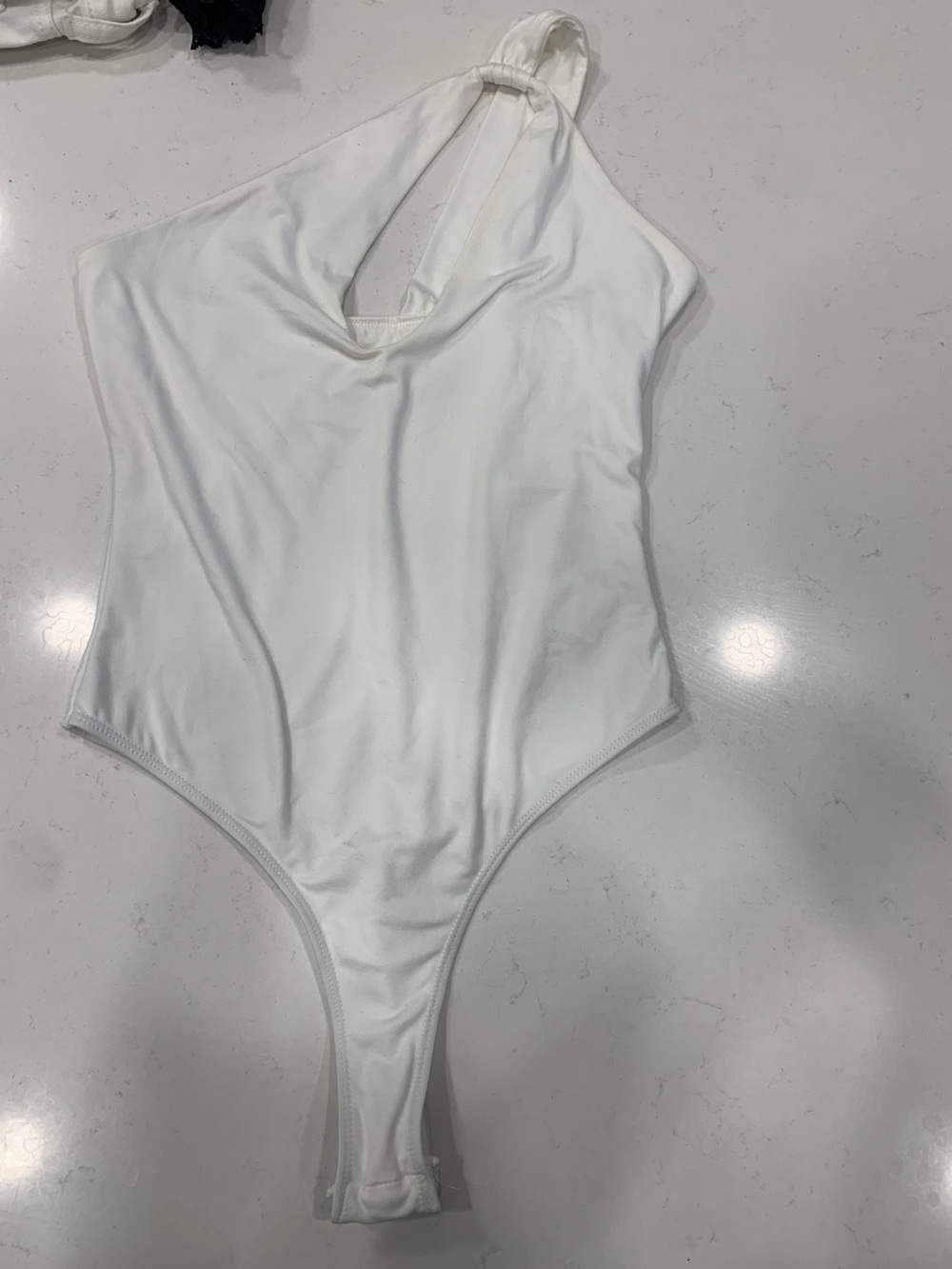 NWOT White One shoulder Halter top bodysuit